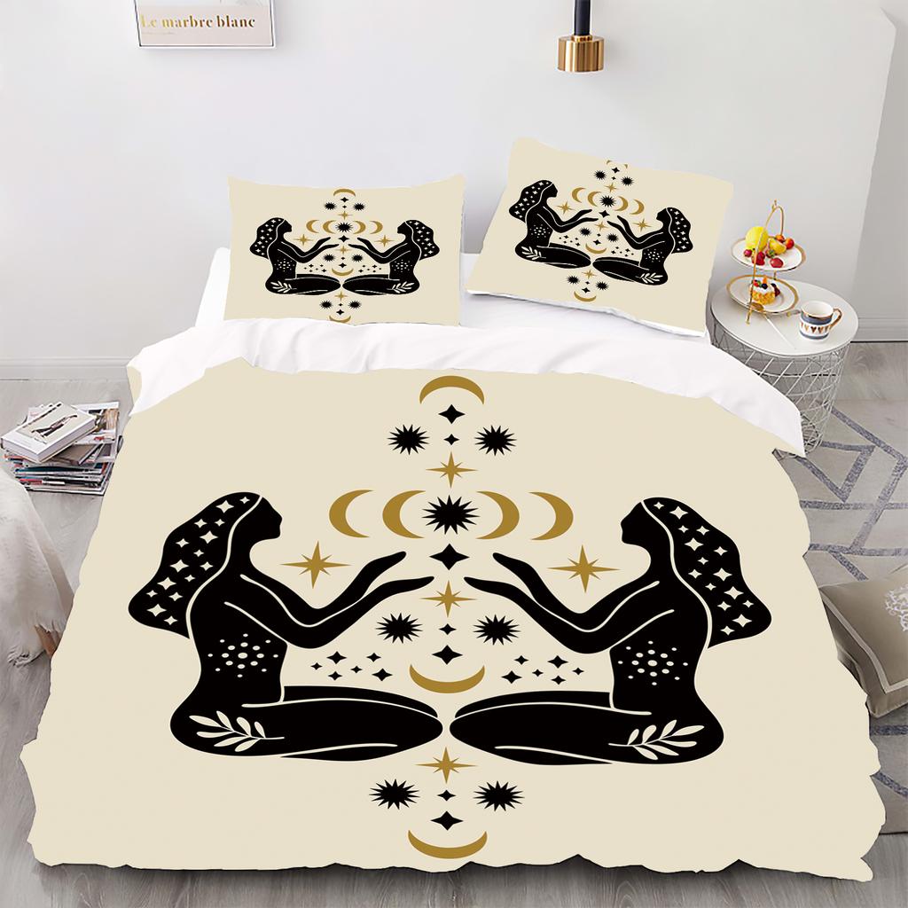 Abstract symmetrical womanStyle Digital Print Duvet Kit - Polyester - Bedroom Decor -1 bed cover +2 pillowcases (no pillow core)