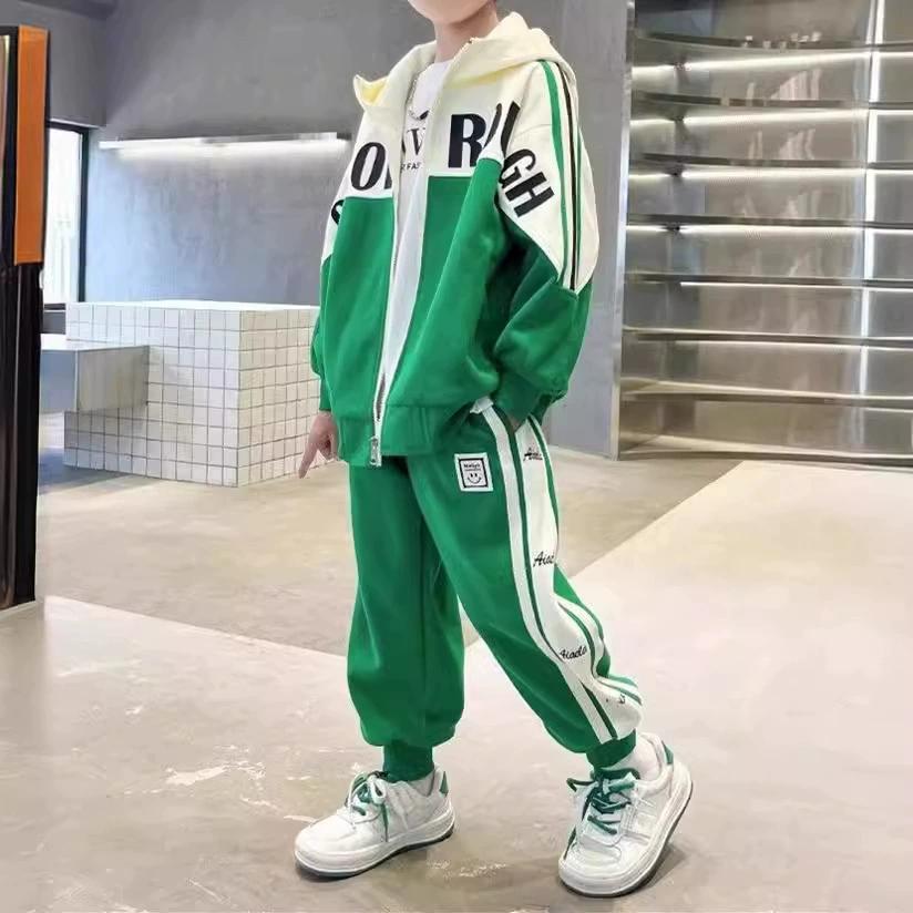 Girls' Spring and Autumn Sports Suits Casual Children's Bows Western Style Fashionable Cardigan Fashion Sweatpants Two-piece Suit