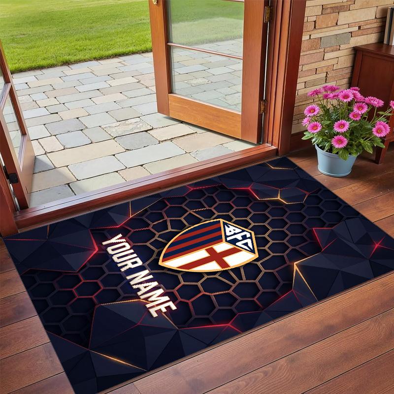 Crystal Velvet Rug Custom Name Text, Soft Non Slip Floor Mat Home DecorBologna FC
