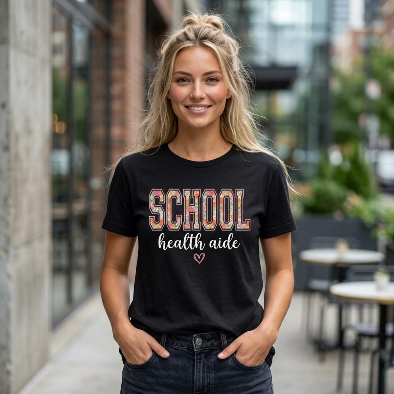 School Health Aide Boho T-Shirt; Health Assistant Tee; Cute Appreciation Top XL
