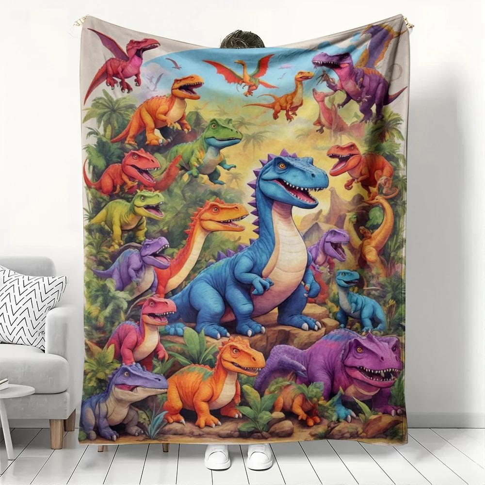 Мягкий забавный плед 2D мультяшный узор динозавра плюшевый плед теплый рождественский подарок комната с кондиционером теплый сон дом офис 70x100cm