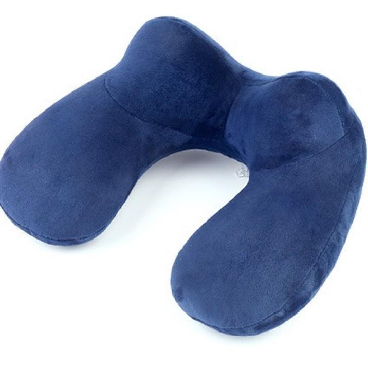 

Подушка для путешествий Camelback U-образной формы: Надувная поддержка шеи для путешествий на самолете With Sleep Mask, Earplugs, Storage Bag темно-синий