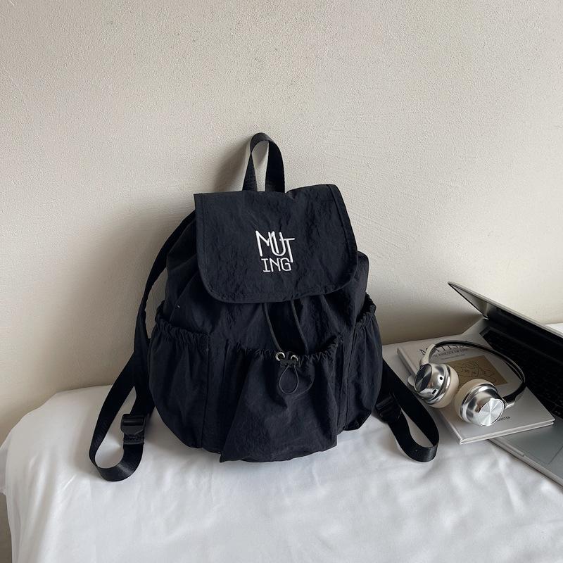 

Casual canvas backpack bag women s summer new fashion letter backpack college style large capacity schoolbag чёрный