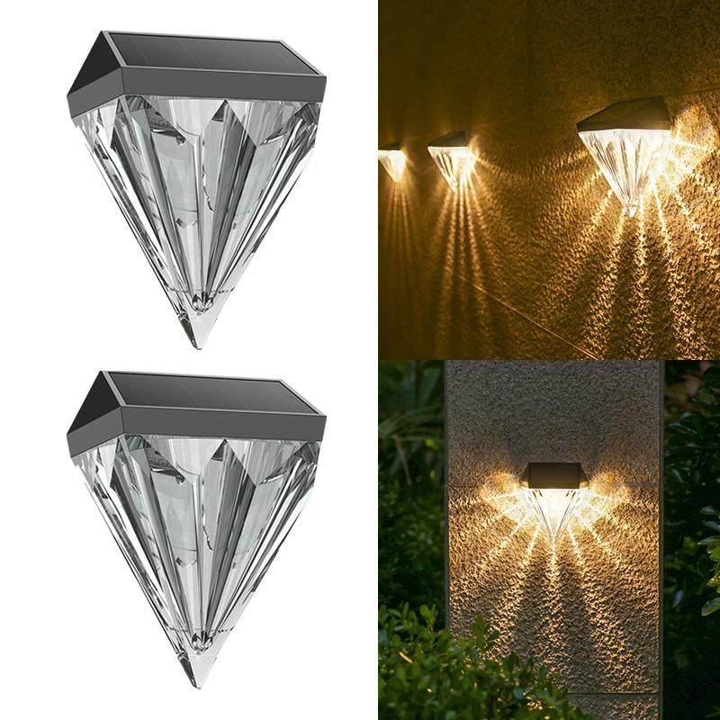

Алмазный солнечный светильник для ограждения, солнечный светильник для террасы, уличный водонепроницаемый солнечный светильник для ступеней, солнечный настенный светильник для сада, двора, патио, лестницы 2PCS