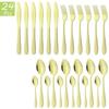 24Pcs Gold Cutlery Set Knives Fork Tea Spoon Dinner Tableware Set Stainless Steel Dinnerware Set Kitchen Flatware Silverware Set