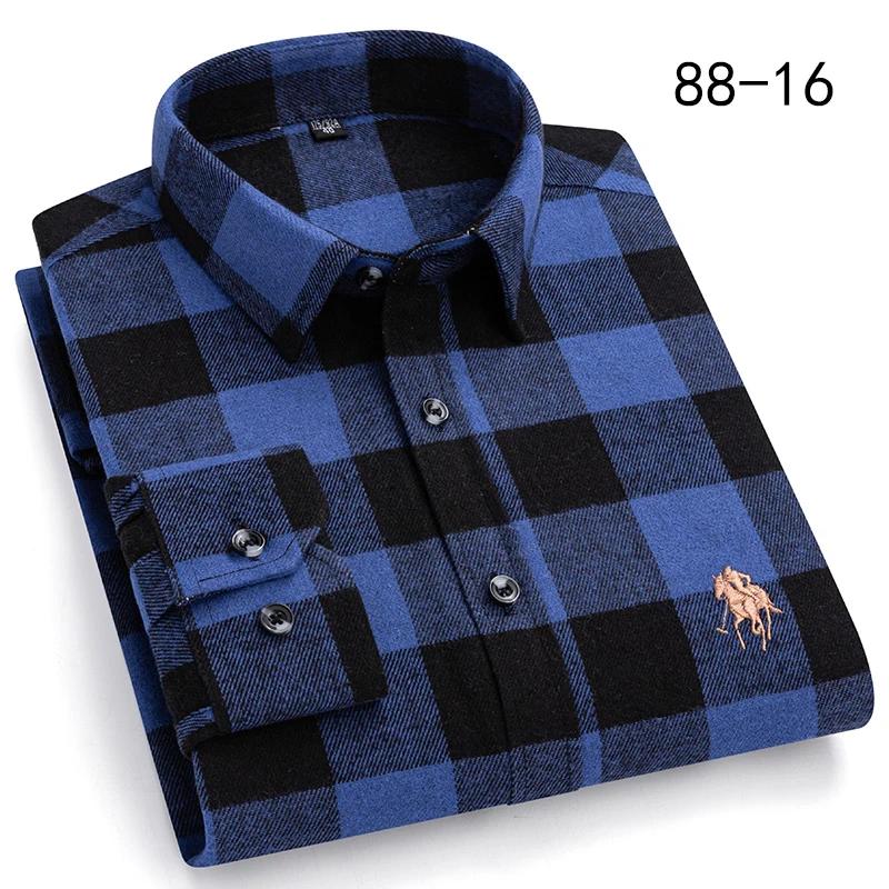 New Autumn Winter Fashion Plaid Flannel Long Sleeve Shirts For Men Plus Size Cotton Warm Clothing Business Smart Dress Shirts