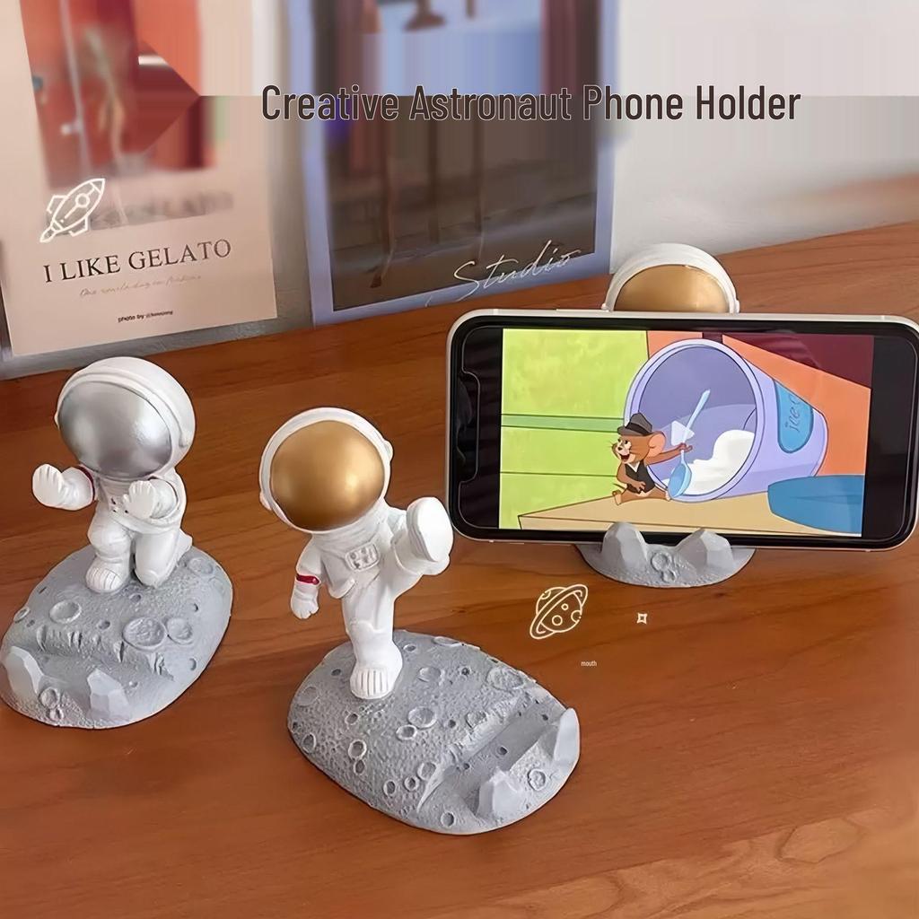 Spaceman Astronaut Phone Holder Figurine - Creative DIY Desktop Decoration and Gift
