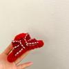 Korean Style Christmas Plush Hair Claw Lamb Wool Shark Grab Clip Sweet Bow Hair Clip  Girls