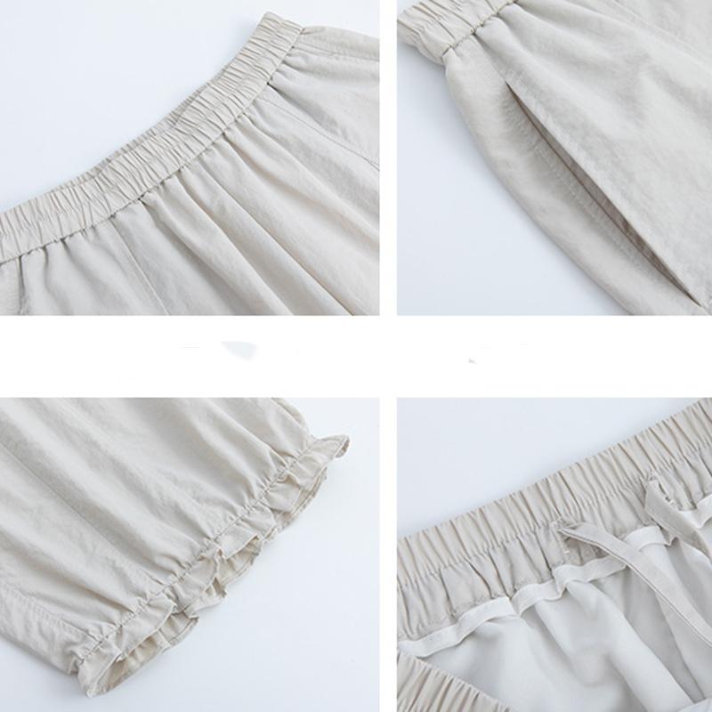 High Waist Loose Casual Women Pants Solid Color Fashion Wide Leg Pants Female Summer Nine Point Pants 2025