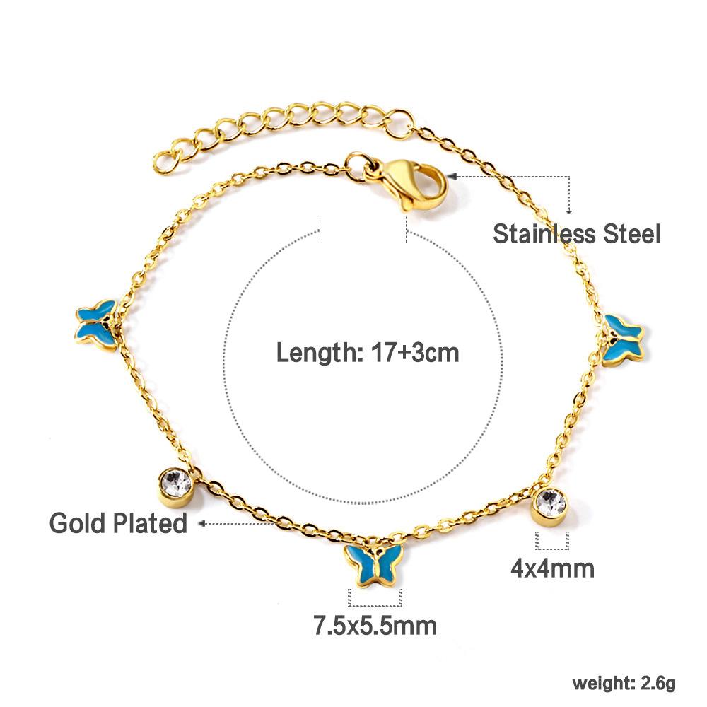 Bracelet Cute Sweet Butterfly Dragonfly Pendant with White Diamond Bracelet Stainless Steel Jewelry