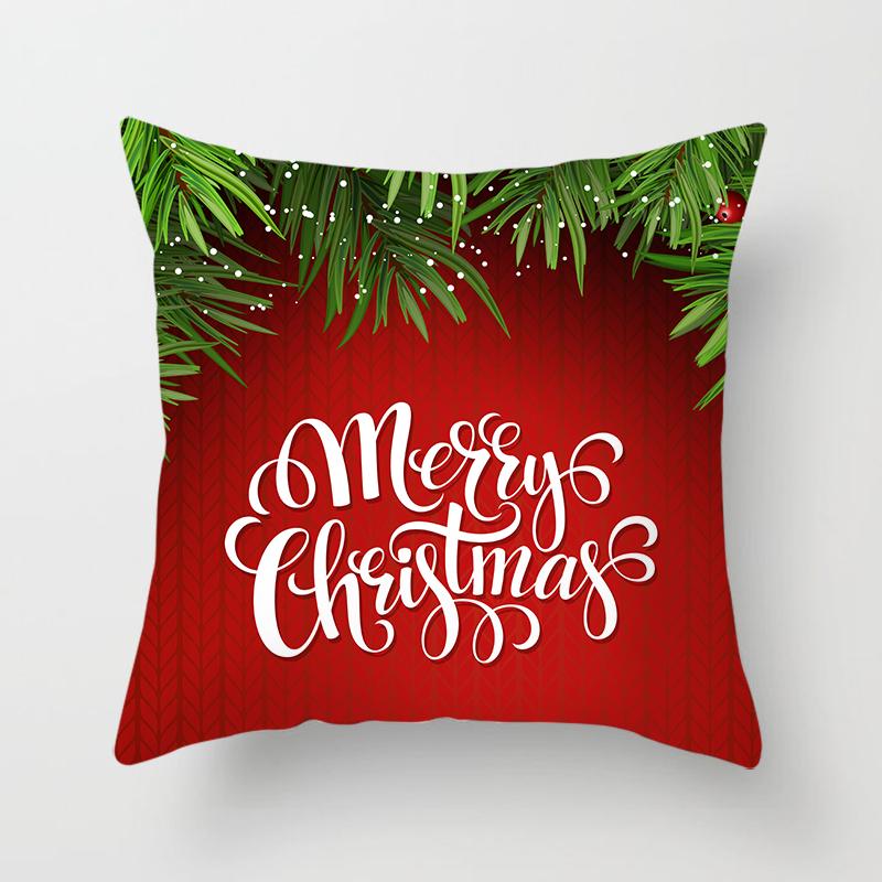 Merry Christmas Printed Green Pillowcase  Style Cushion Cover Home Sofa Decor Throw