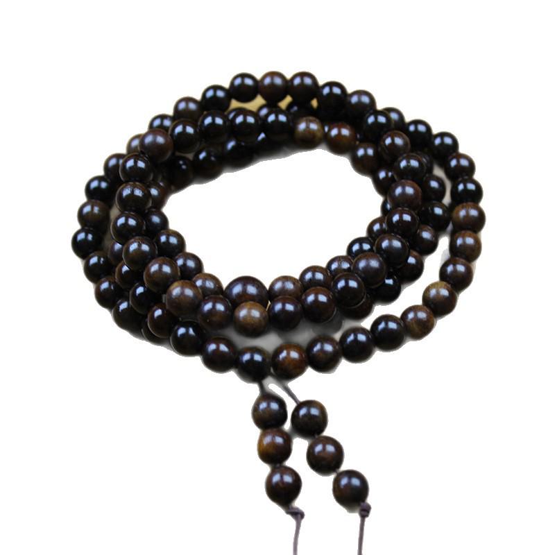 Petrified Jujube Wood Prayer Beads - 108 Handmade Lightning-Struck Beads Hand String Pendant
