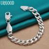 925 Sterling Silver 10mm Side Bracelet Party Charm Jewelry