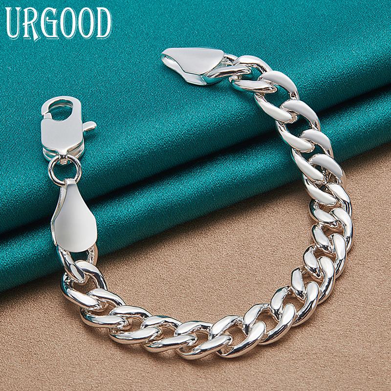 925 Sterling Silver 10mm Side Bracelet Party Charm Jewelry