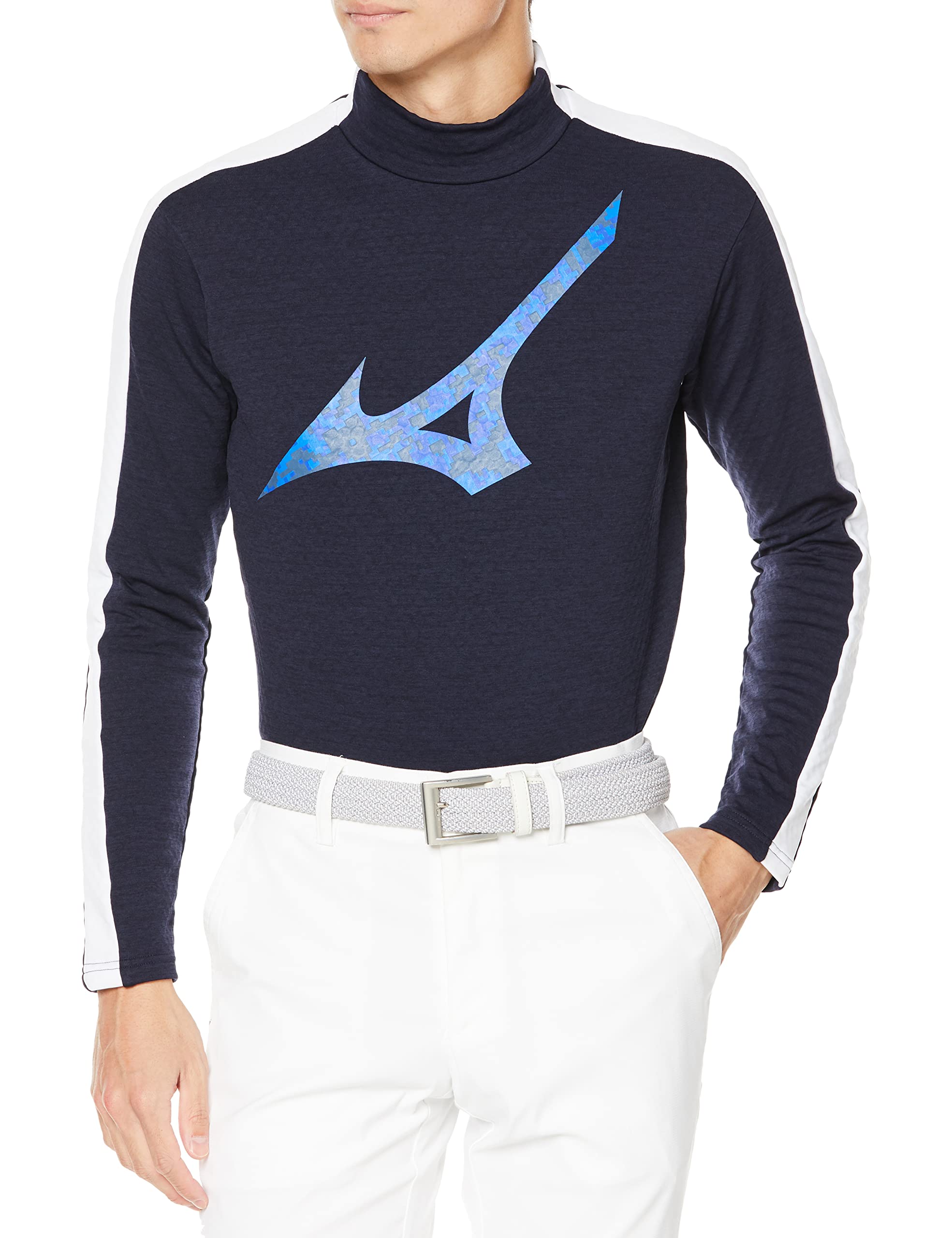 

Mizuno Bionext Stretch Fleece Inner Made with Recycled Deep Size L Men s High-Neck Long-Sleeve Shirt, Materials, Navy, (E2MJ2502)
