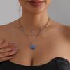 Blue Tidal Shell Drop Pendant Necklace Handcrafted Glaze Finish Alloy Chain For Everyday Elegances