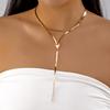 Simple V-shaped Long Tassel Sexy Clavicle Necklace For Women Gold Color Double-layer Snake Bone Chain Choker Party Daily Jewelry