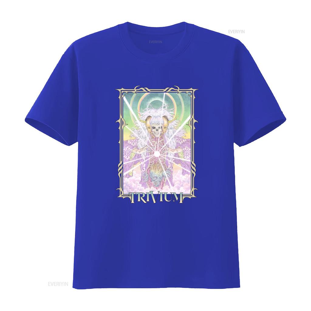 Gothic Dark Fantasy Trivium Skull Demon Psychedelic Tarot Print Casual Rock T Shirt Vintage Top For Everyday Wear