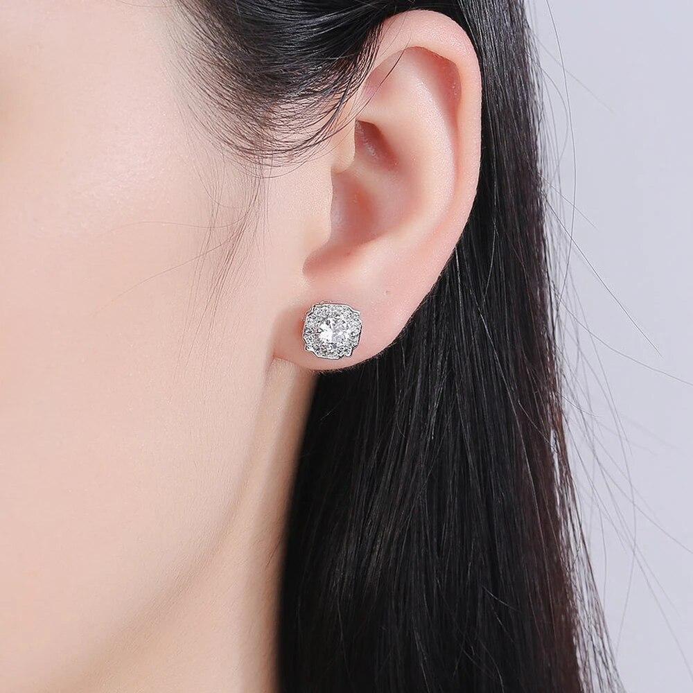 D Culoare 0,5ct Moissanite S925 Cercei de nunta din argint Sterling pentru femeie Fine Pass Diamond Test GRA Bijuterii Cadou