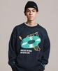 STAGE NAME Retro Record Oversized Knit Sweater_Navy