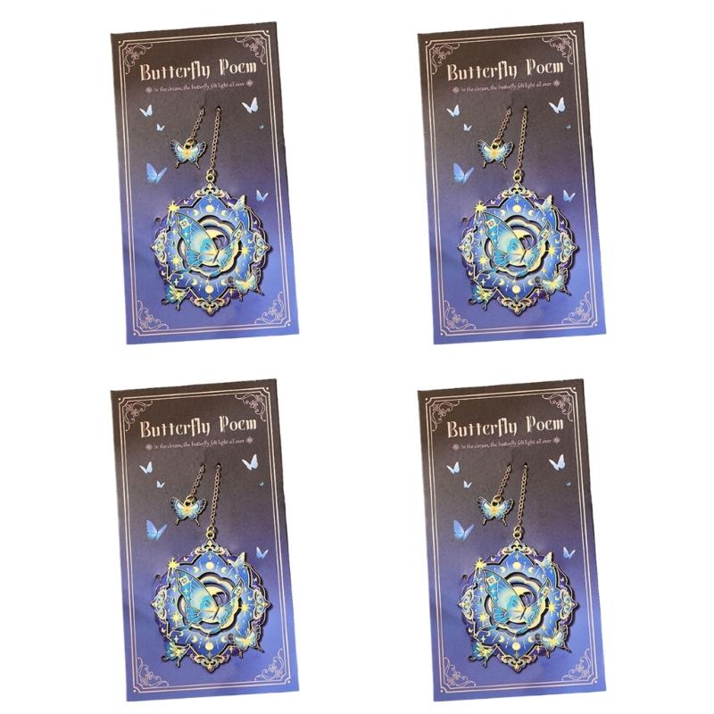 

4 Piece Lightweight Butterfly Shaped Metal Bookmarks Perfect for Students Daily Study and Portable Reading Companion