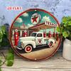 HD Tin Sign Vintage Texaco Gas Station Pickup Truck Round Metal Wall Art Retro Garage Decor