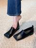 Fashion Square-Toed Single-Shoe Women'S French Retro Pig Nose Shoes Niche Low-Heeled Mary Jenson Style Gentle Evening Shoes, Large Size