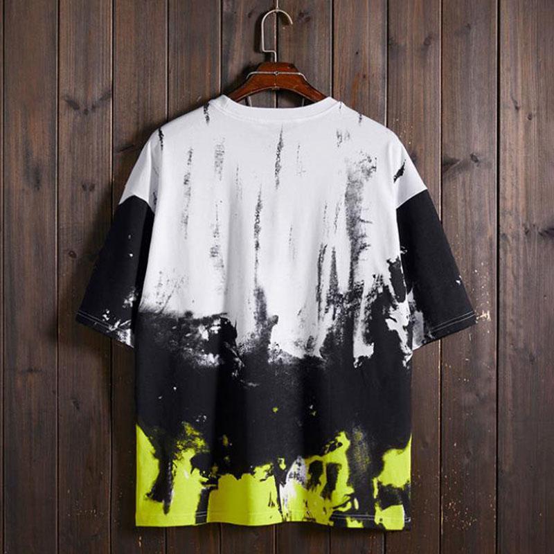 Hip Hop T-shirts Chinese Trendy High Street Tie Dye Tees Summer Oversized O-neck Short Sleeve Casual Pullover Men Shirts