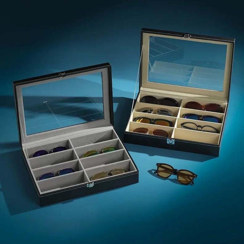 

Watch PU Leather Glasses Case Eyewear Holder Jewelry Display Box Foldable Sunglasses Box Hanging Style B