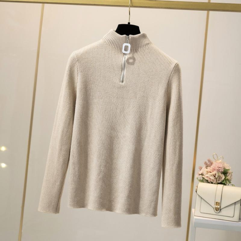 

Top half turtleneck pit strip Andy fleece sweater women s autumn and winter new women s casual half zipper warm knitted sweater One size fits all [recommended 80-60kg]