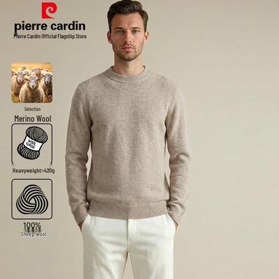Men's Thick 100% Lambswool Round Neck Sweater