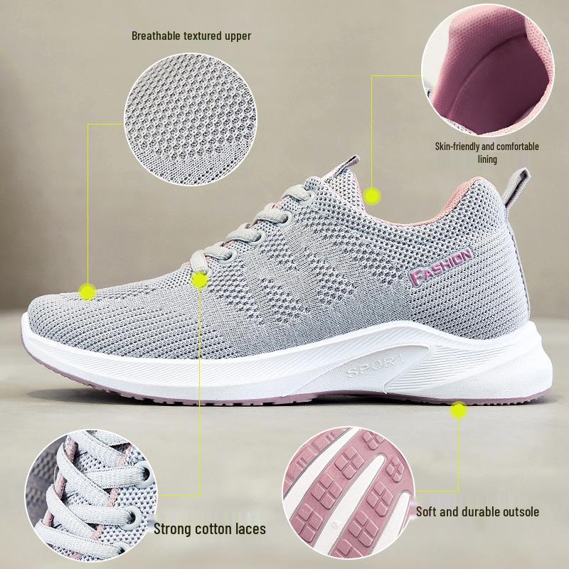 Dámské prodyšné běžecké boty Flyknit Mesh - Jaro 2026 - Lehké, měkká podrážka, plochý design