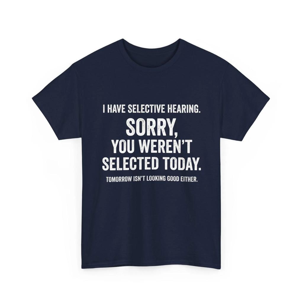 Men Funny Sarcastic Quote T Shirt Selective Hearing Graphic Tee Retro Letter Print Casual Cotton Top