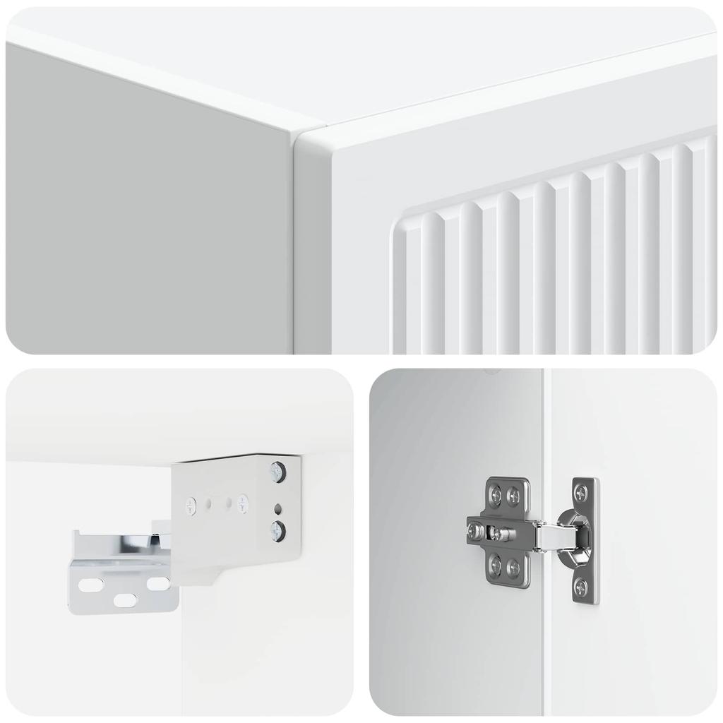 Wall Mounted Cabinet White 33 x 34.5 x 90 cm Particleboard