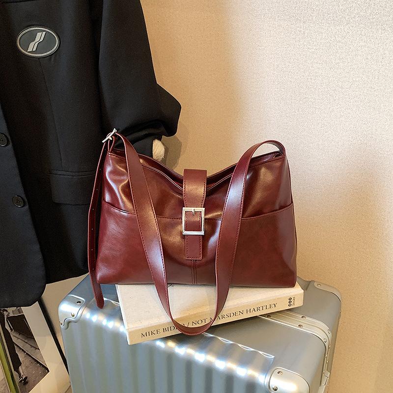 Casual large-capacity bag women's 2025 new commuter versatile shoulder messenger bag slack tote bag bucket bag