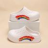 Rainbow hole shoes women's summer heightening thick-soled hole shoes hollow round head breathable soft sole outer wear beach half drag