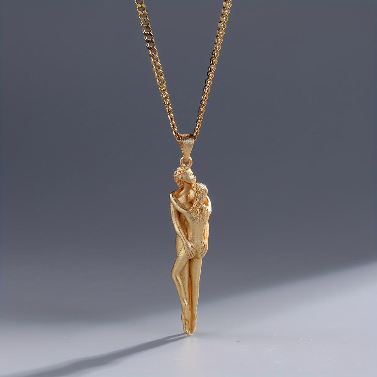 

1PC Alloy Couple Hug Pendant Necklace Gun Black Gold Electroplated Necklace Pendant Accessories