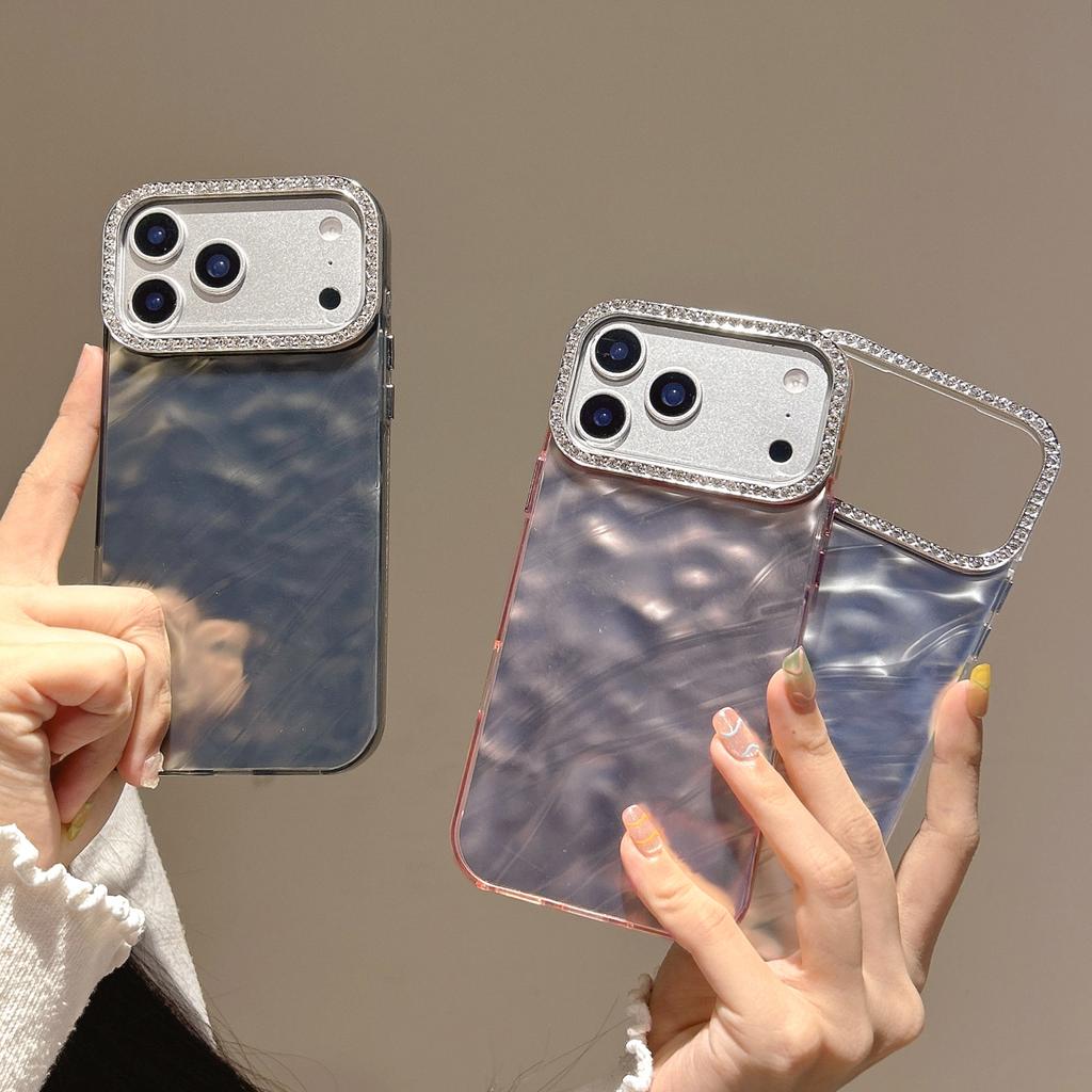 Hot-selling Pleats Apply To Apple 17Pro Max Phone Case iPhone16 Rhinestone Lens Frame 15/14