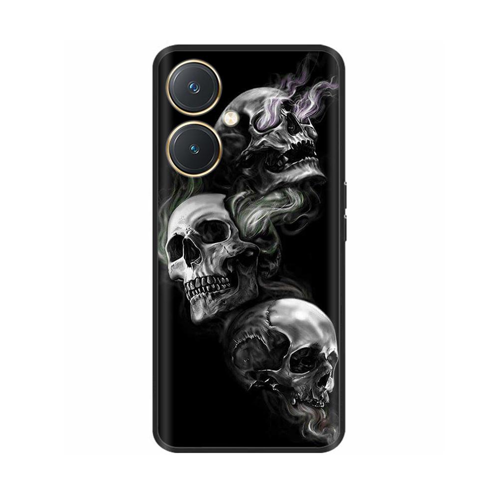 For Vivo Y27 Case Black Cover Skull Wolf Silicone Soft Back Cases For Vivo Y27 5G Phone Case VivoY27 Y 27 2023 Protective Shell