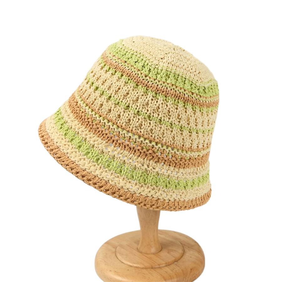 

Весна Лето Новая Полосатая Вязаная Шапка для Женщин Повседневная Корейская Складная Шляпа с Солнцезащитным Козырьком Шляпа Ведро для Путешествий Пляжа Панама зелёный