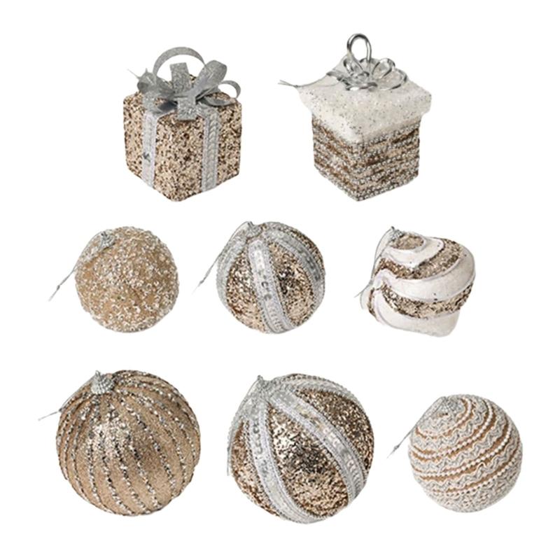8Pcs Glittering Christmas Ball Ornament Shatterproof Decorative Baubles Christmas Tree Decorations For Wreath Door Wall