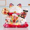 9,5 Zoll Keramik Manaki Neko Feng Shui Ornament Glückskatze Sparschwein Geschäftsgeschenk Heimdekoration Spardose