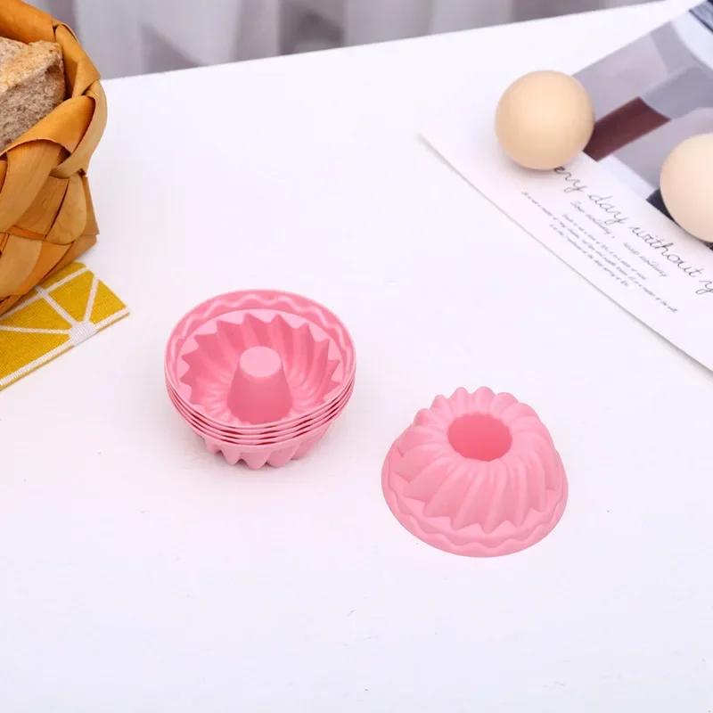 Silicone Mold For DIY Cupcake And Muffin, 6 Pcs Silicone Cake Cupcake Cup Cake Tool Bakeware, Random Color