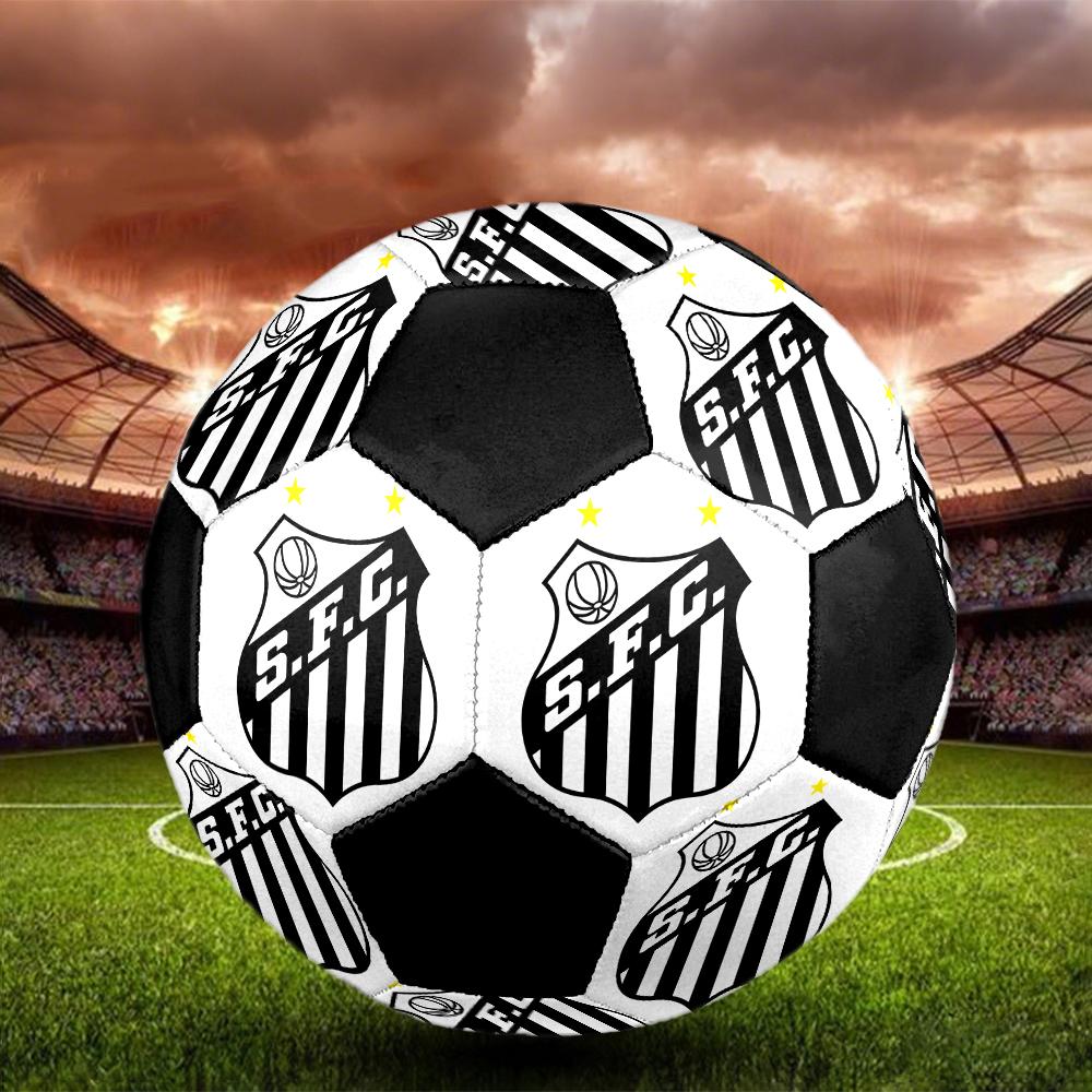 Santos FC Soccer Ball, Colorful, Suitable for All Ages, Machine-stitched, PVC Material, Competition Grade, Durable and High Bounce
