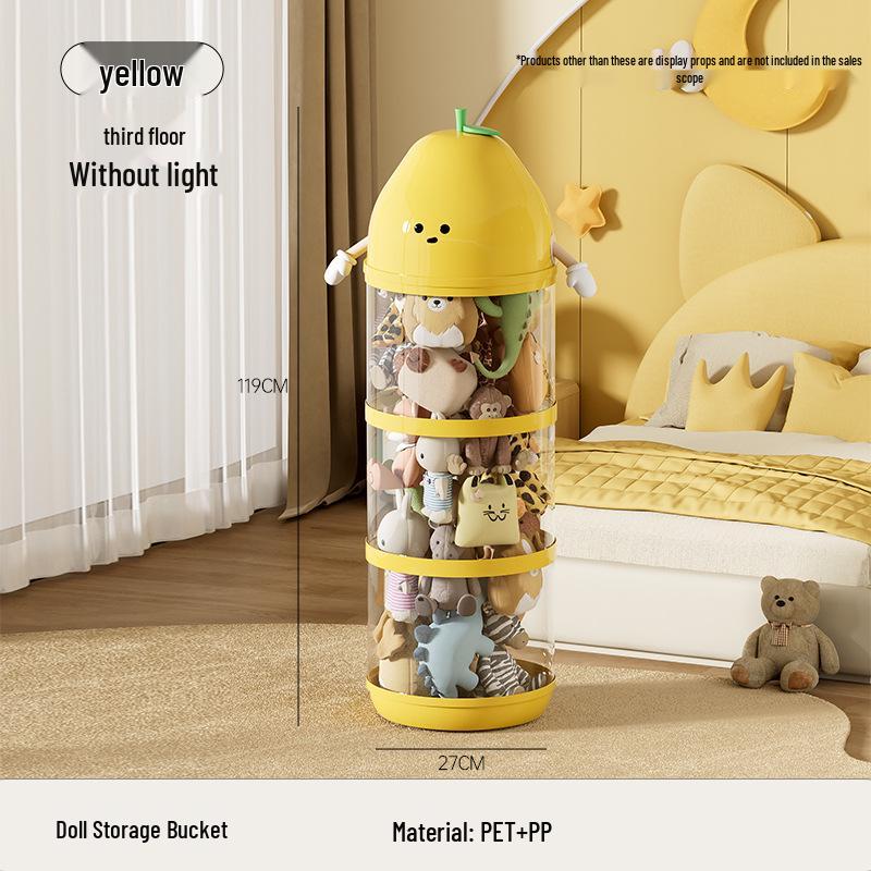 Uforu Transparent Doll Storage Bucket - Large Plush Toy Organizer for Kids
