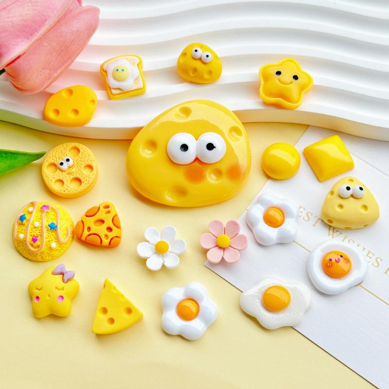 Käse-Serie Harzschmuck & Accessoire-Set: Enthält Handyhülle, Crocs-Magnet, Haarspangen-Materialien.