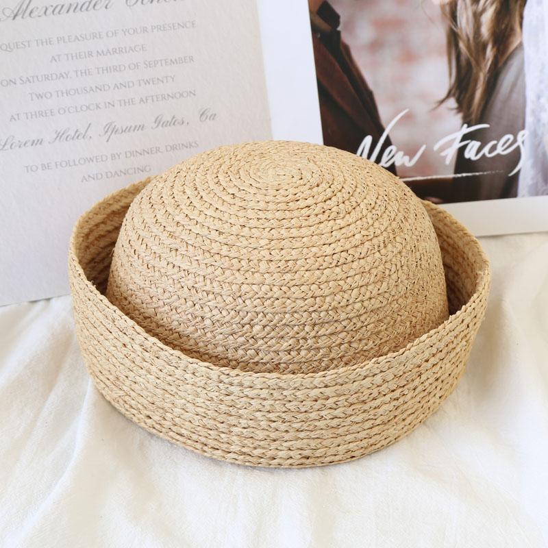 2026 New Natural 100% Raffia Fedoras Berets Hat Women Summer French Retro Dome Top Pillbox Hat Females Vacation Beach Straw Hat