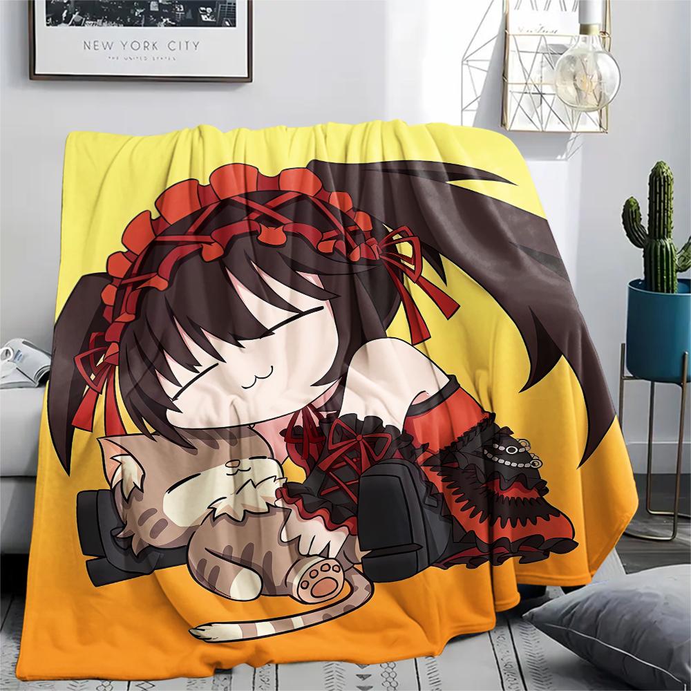 1PC Kurumi Print Flannel Blanket, High quality All Seasons, Home Decor, Warmth and Comfort, Perfect for Christmas Gifts