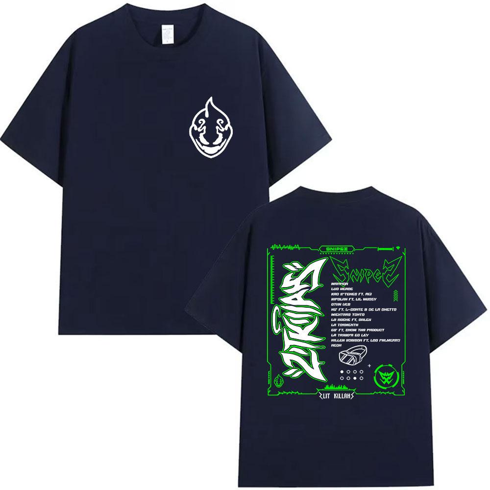 Rapper Lit Killah Snipez Album 2025 Graphic T Shirt Mens Hip Hop Gothic Short Sleeve Tshirts Vintage Cotton Tshirt Streetwear