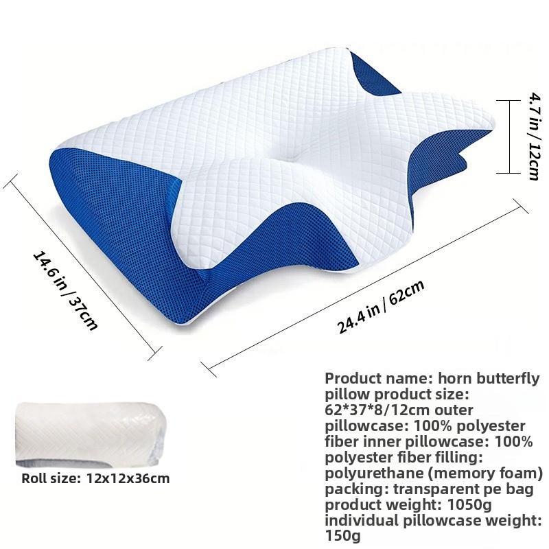 Cervical Butterfly Pillow Memory Foam Sleeping Pillow with Removable Pillowcase&Case Only